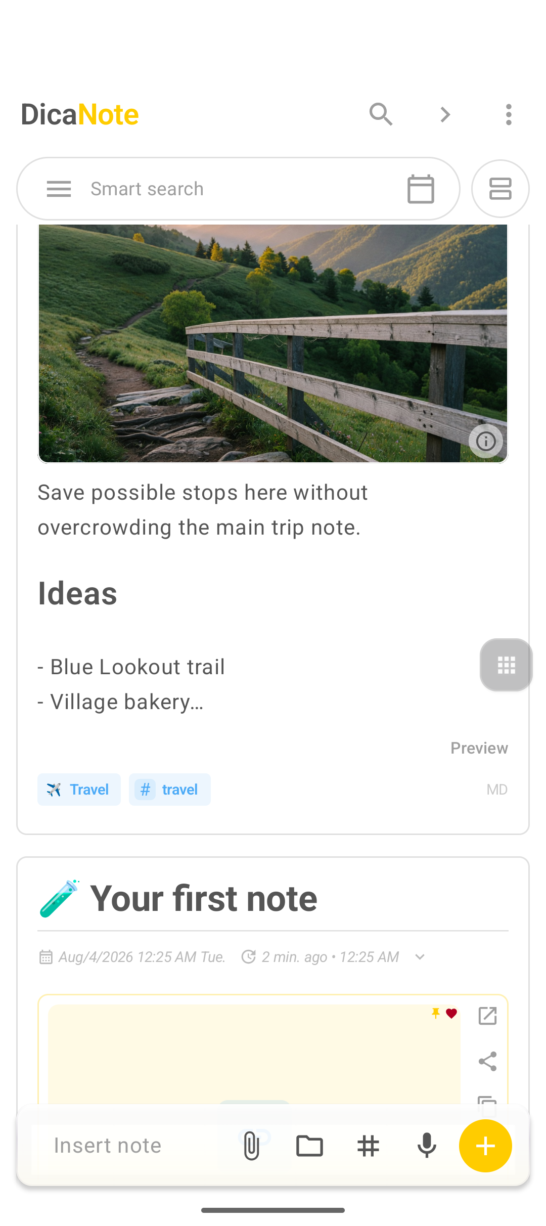 Road playlist note with audio player attachment
