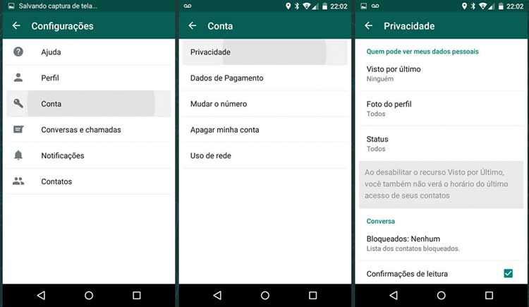 Tela para ficar invisível no whatsapp