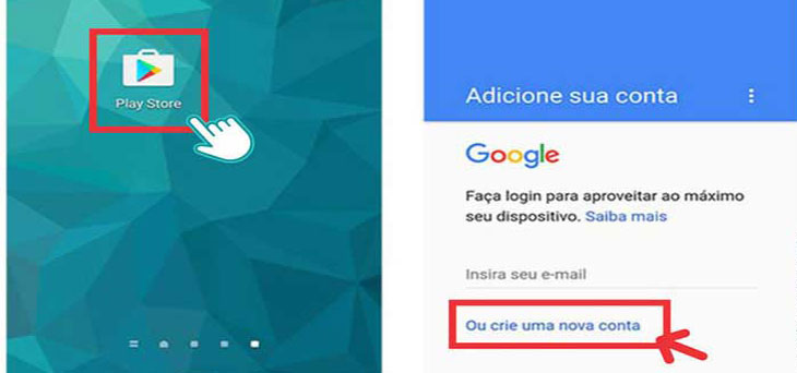 Tela do Gmail criar conta celular