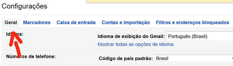 Página para habilitar resposta automática de férias do Gmail